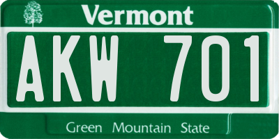 VT license plate AKW701