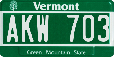 VT license plate AKW703