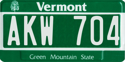 VT license plate AKW704