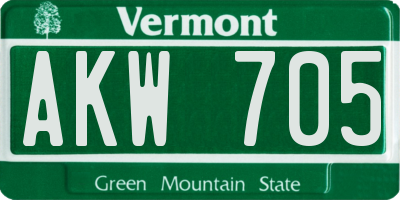 VT license plate AKW705
