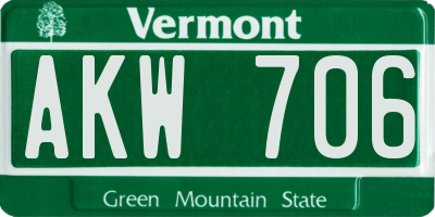 VT license plate AKW706
