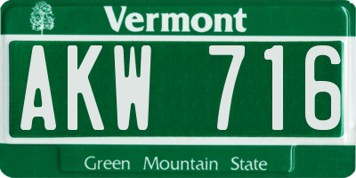 VT license plate AKW716
