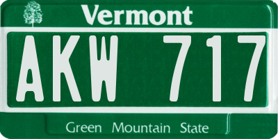 VT license plate AKW717