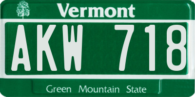 VT license plate AKW718