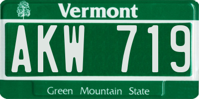 VT license plate AKW719