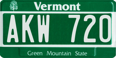 VT license plate AKW720