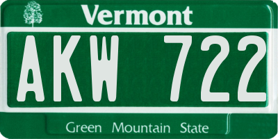 VT license plate AKW722