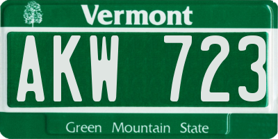 VT license plate AKW723