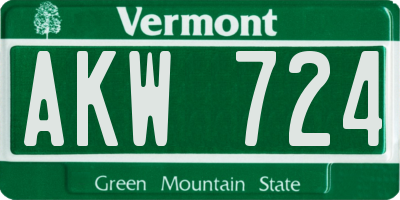 VT license plate AKW724