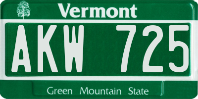 VT license plate AKW725
