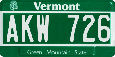 VT license plate AKW726