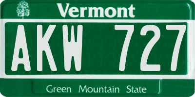 VT license plate AKW727