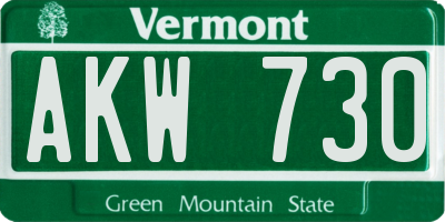 VT license plate AKW730
