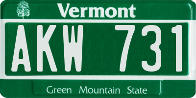 VT license plate AKW731
