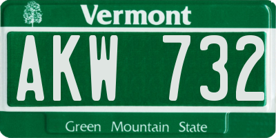 VT license plate AKW732
