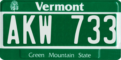 VT license plate AKW733