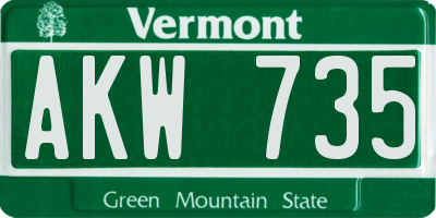 VT license plate AKW735