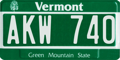 VT license plate AKW740