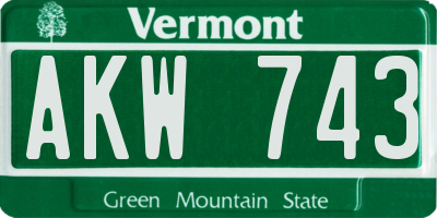 VT license plate AKW743