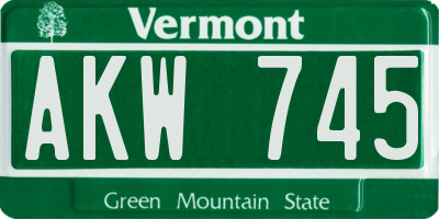 VT license plate AKW745