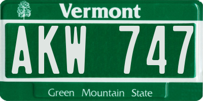 VT license plate AKW747