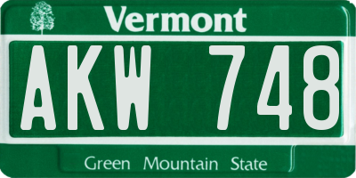 VT license plate AKW748