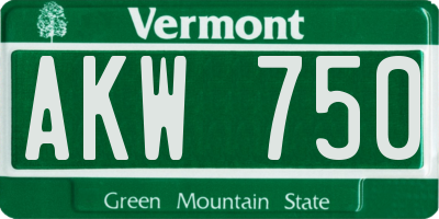VT license plate AKW750