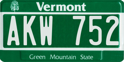 VT license plate AKW752