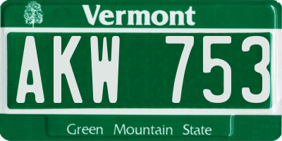 VT license plate AKW753