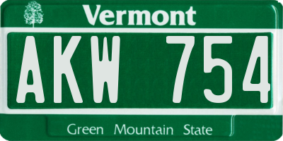 VT license plate AKW754