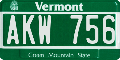 VT license plate AKW756
