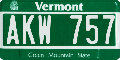 VT license plate AKW757