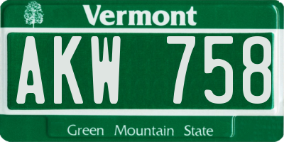 VT license plate AKW758