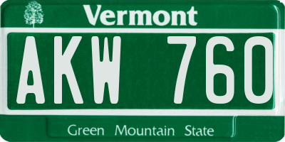 VT license plate AKW760