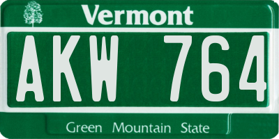 VT license plate AKW764