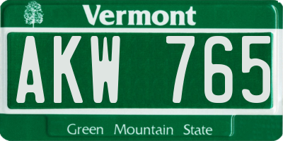 VT license plate AKW765