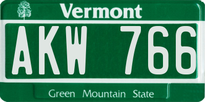 VT license plate AKW766