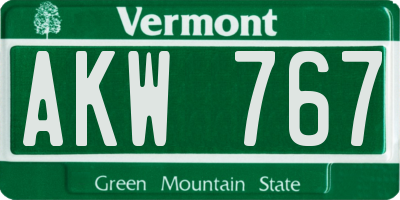 VT license plate AKW767