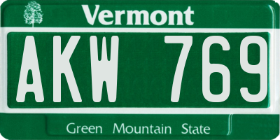 VT license plate AKW769
