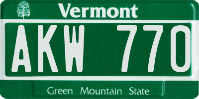 VT license plate AKW770