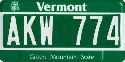 VT license plate AKW774