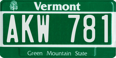 VT license plate AKW781