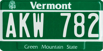 VT license plate AKW782