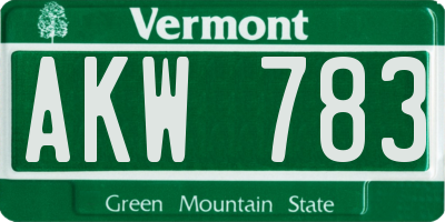 VT license plate AKW783
