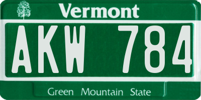 VT license plate AKW784