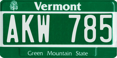 VT license plate AKW785