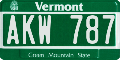 VT license plate AKW787