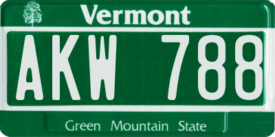 VT license plate AKW788
