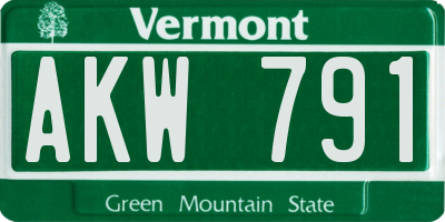 VT license plate AKW791