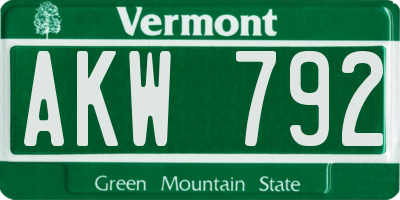 VT license plate AKW792